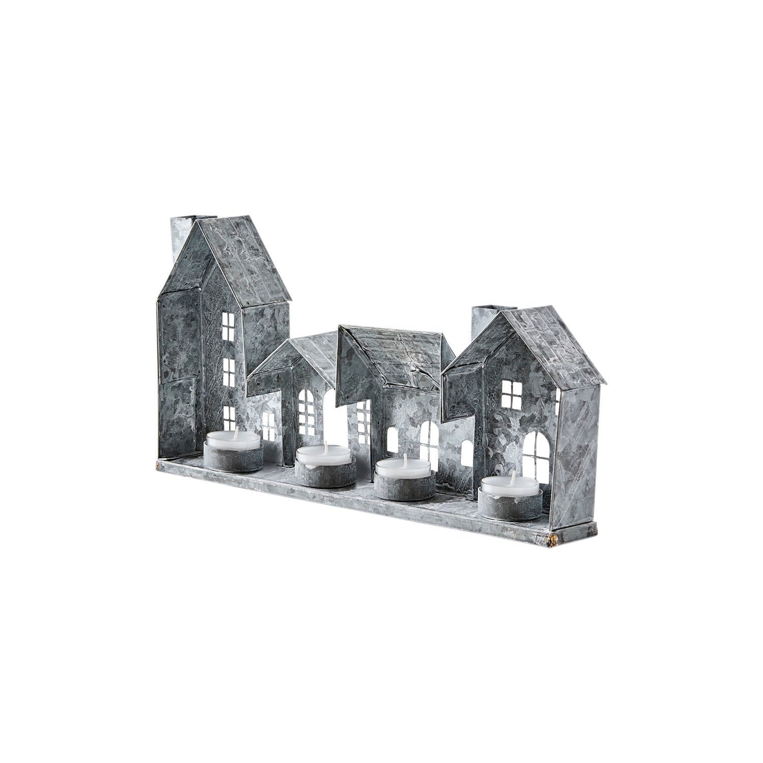 Lyshus Telys, Grå Metall - 37cm