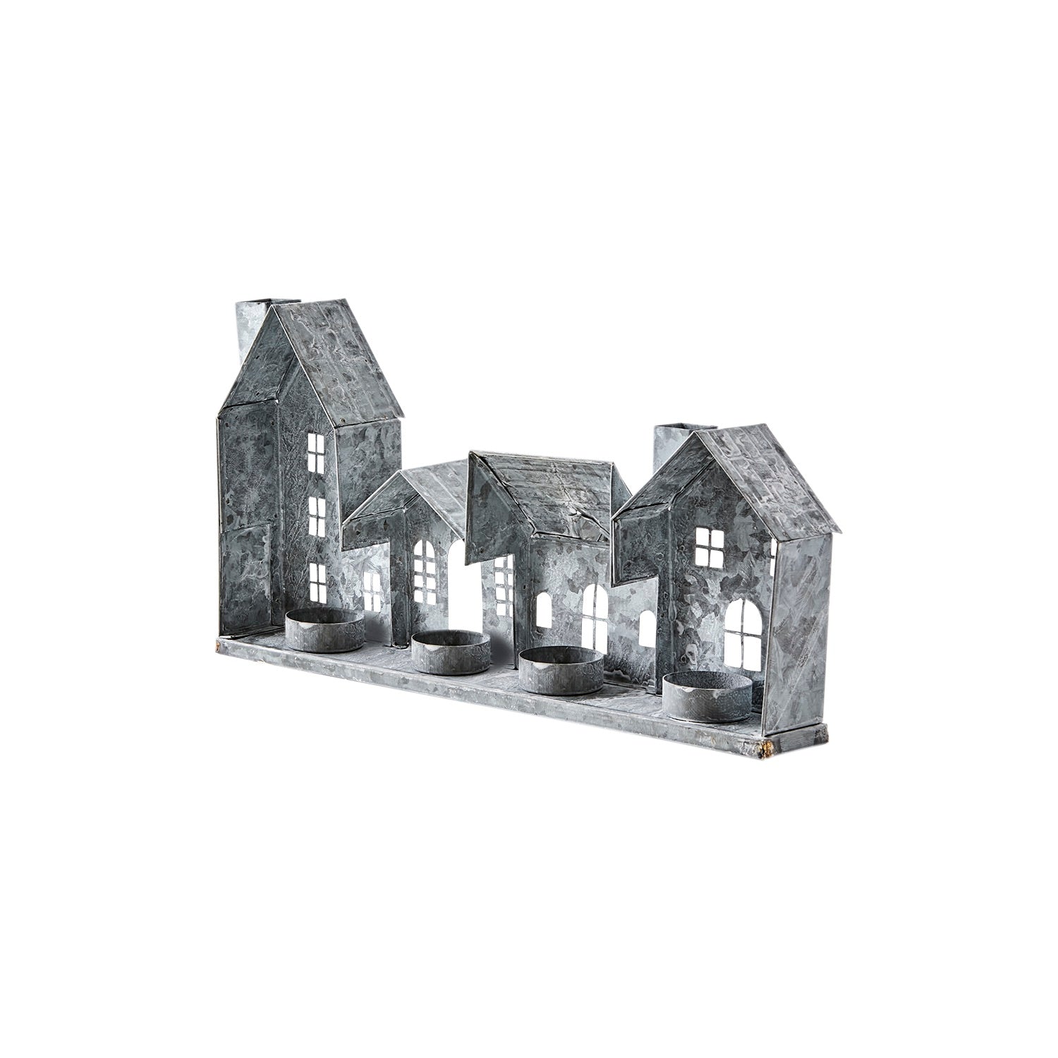 Lyshus Telys, Grå Metall - 37cm