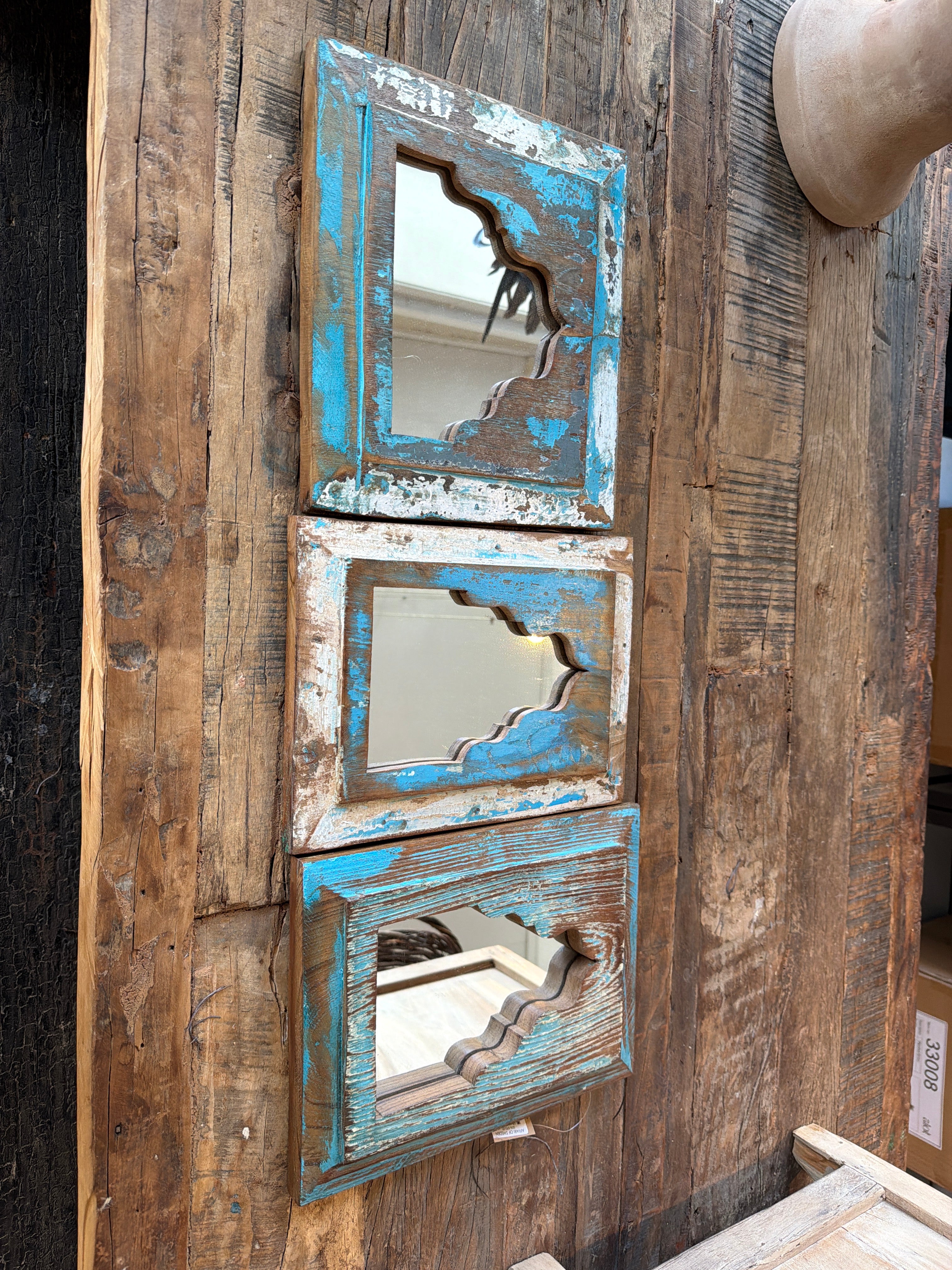Rustikk Speil, Vintage - 17x40cm