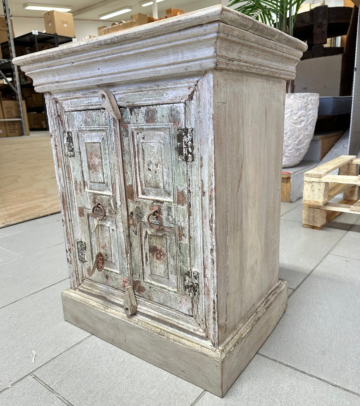vintage skap vitrine rustikk grønn original
