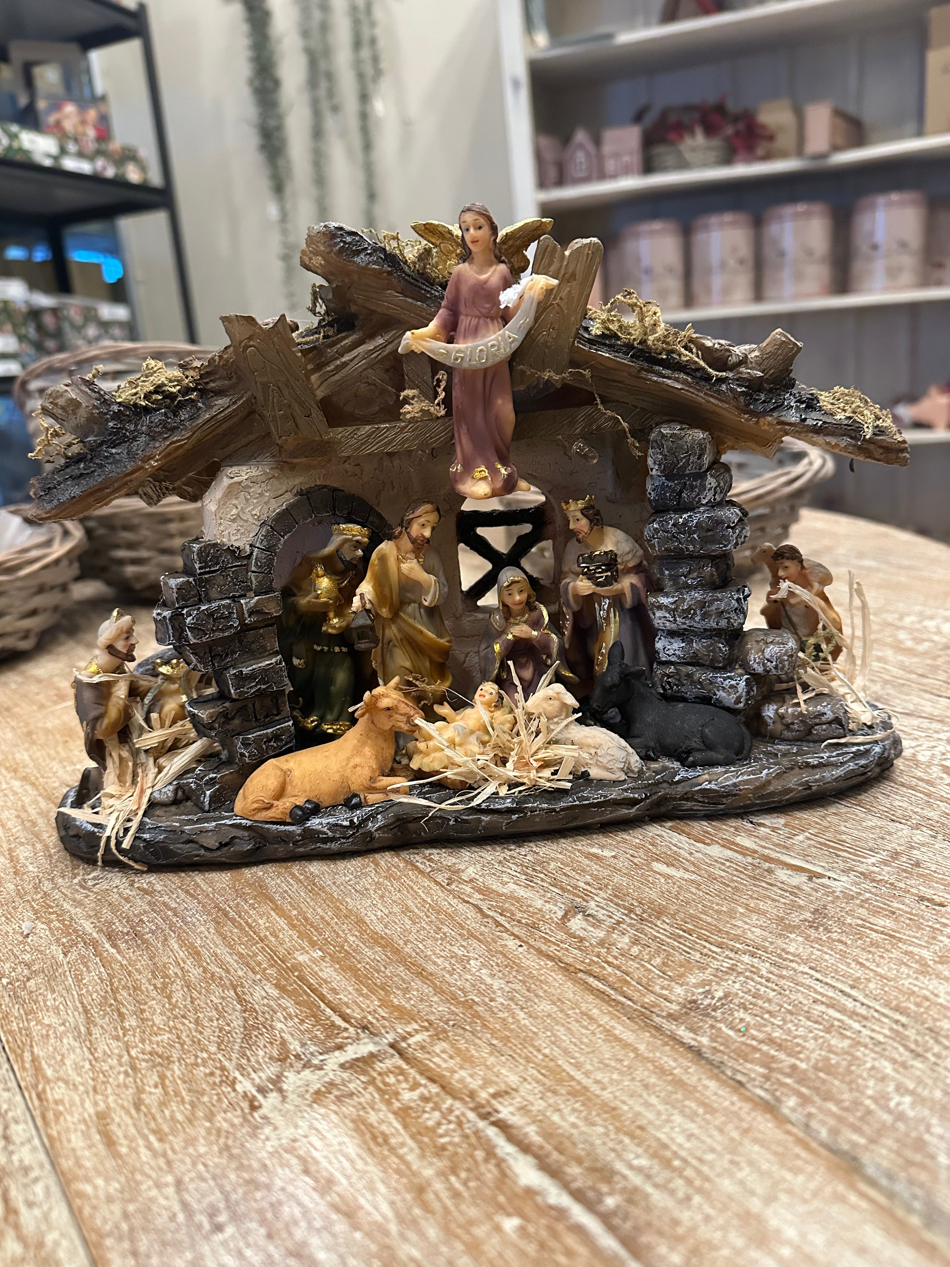 Julekrybbe m/Lys - 19x30cm