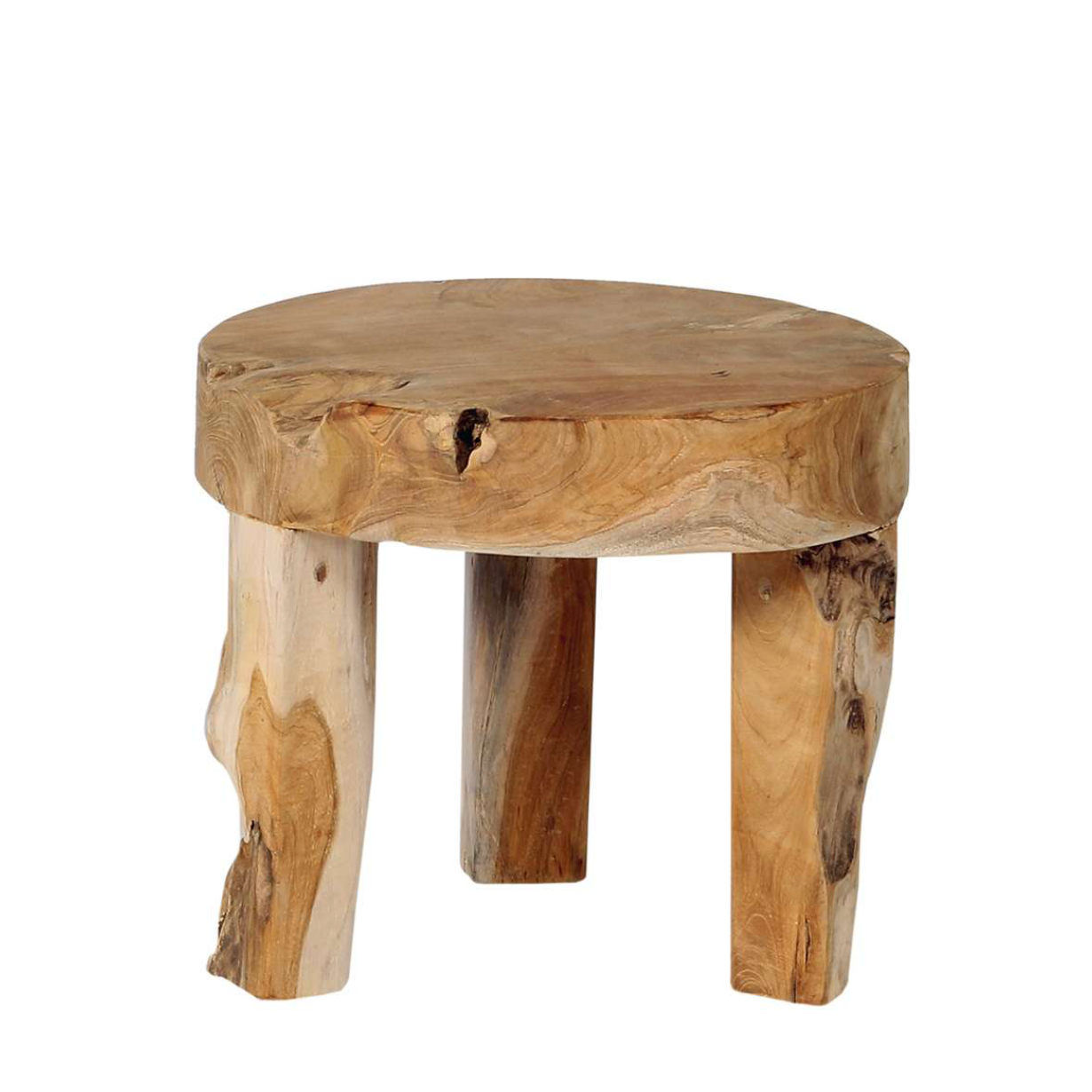 rundt bord laget av massivt teak