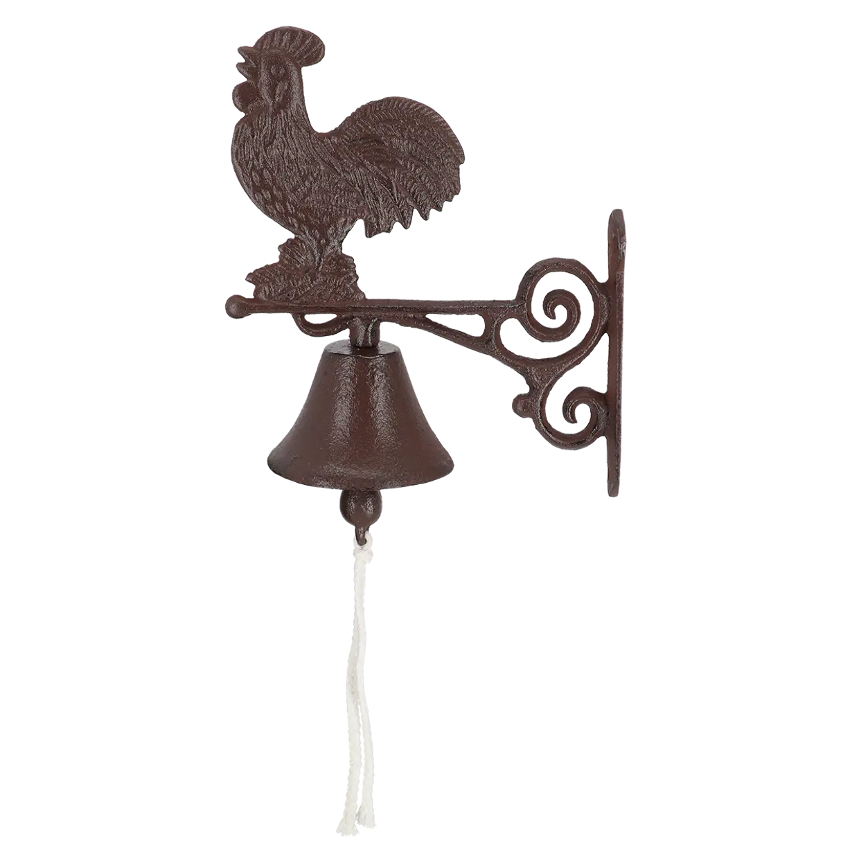 dørbjelle / dørklokke i støpejern - dekorert med en hane på toppen