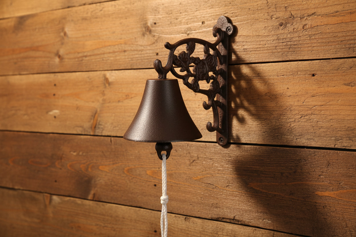 rustikk dørbjelle / dørklokke i støpejern