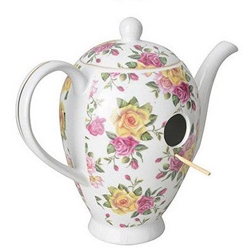 fuglebur kaffekanne kanne keramikk porselen blomster hagedekor