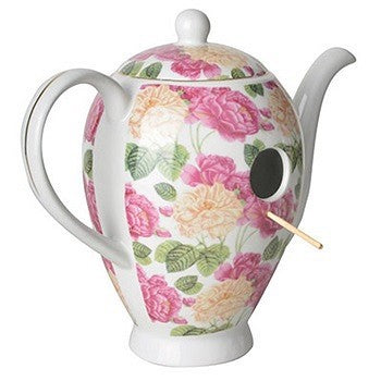 fuglehus kaffekanne kanne blomster hegedekor