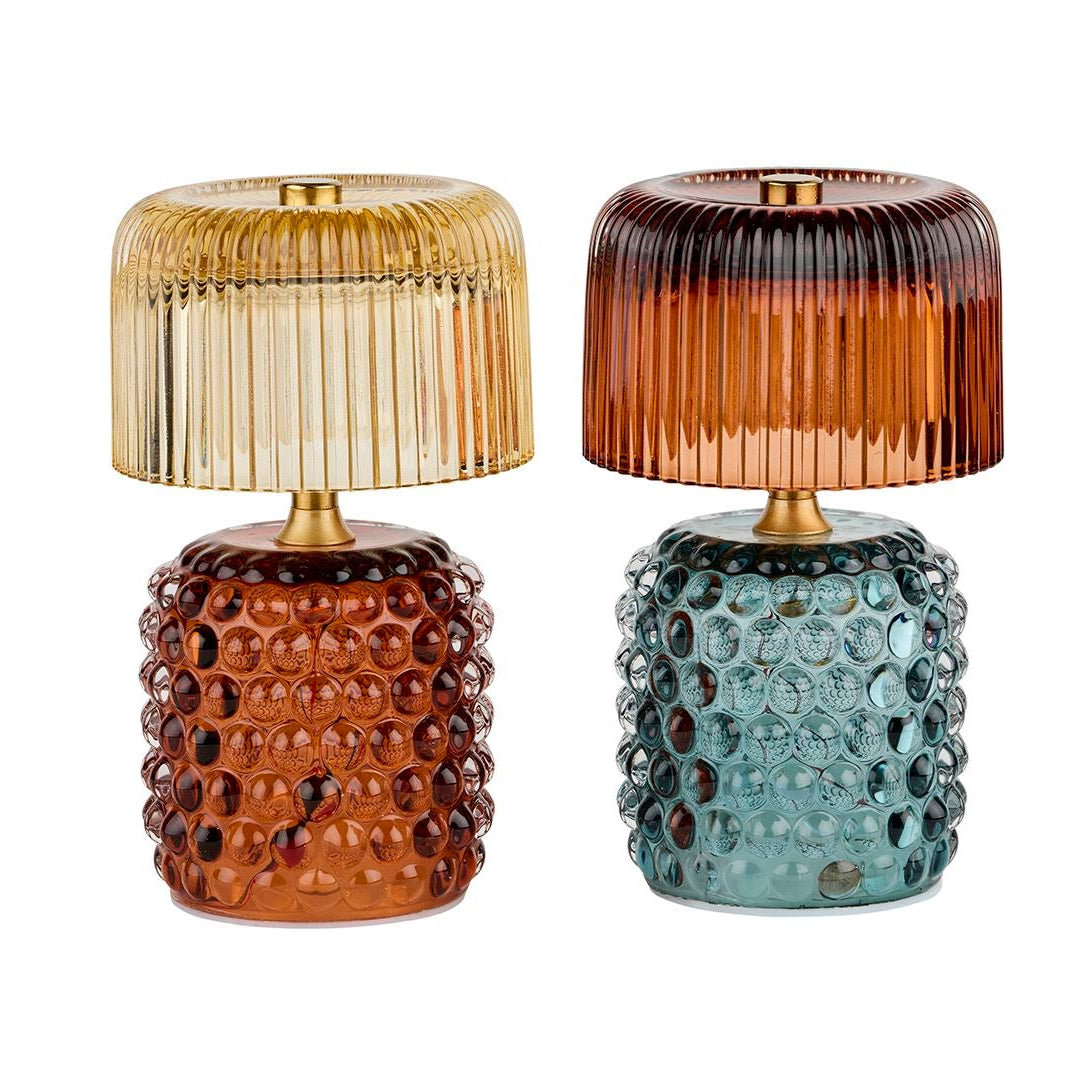 glass lampe til bord eller vinduskarm - laget i farget glass