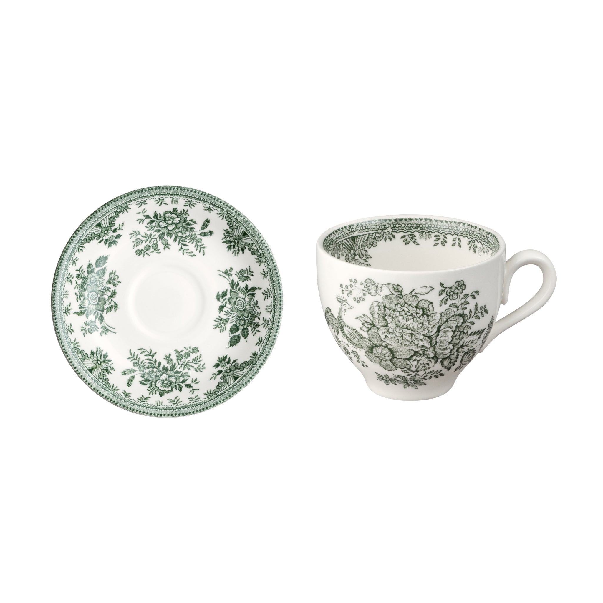 green asiatic pheasants tefat tea saucer