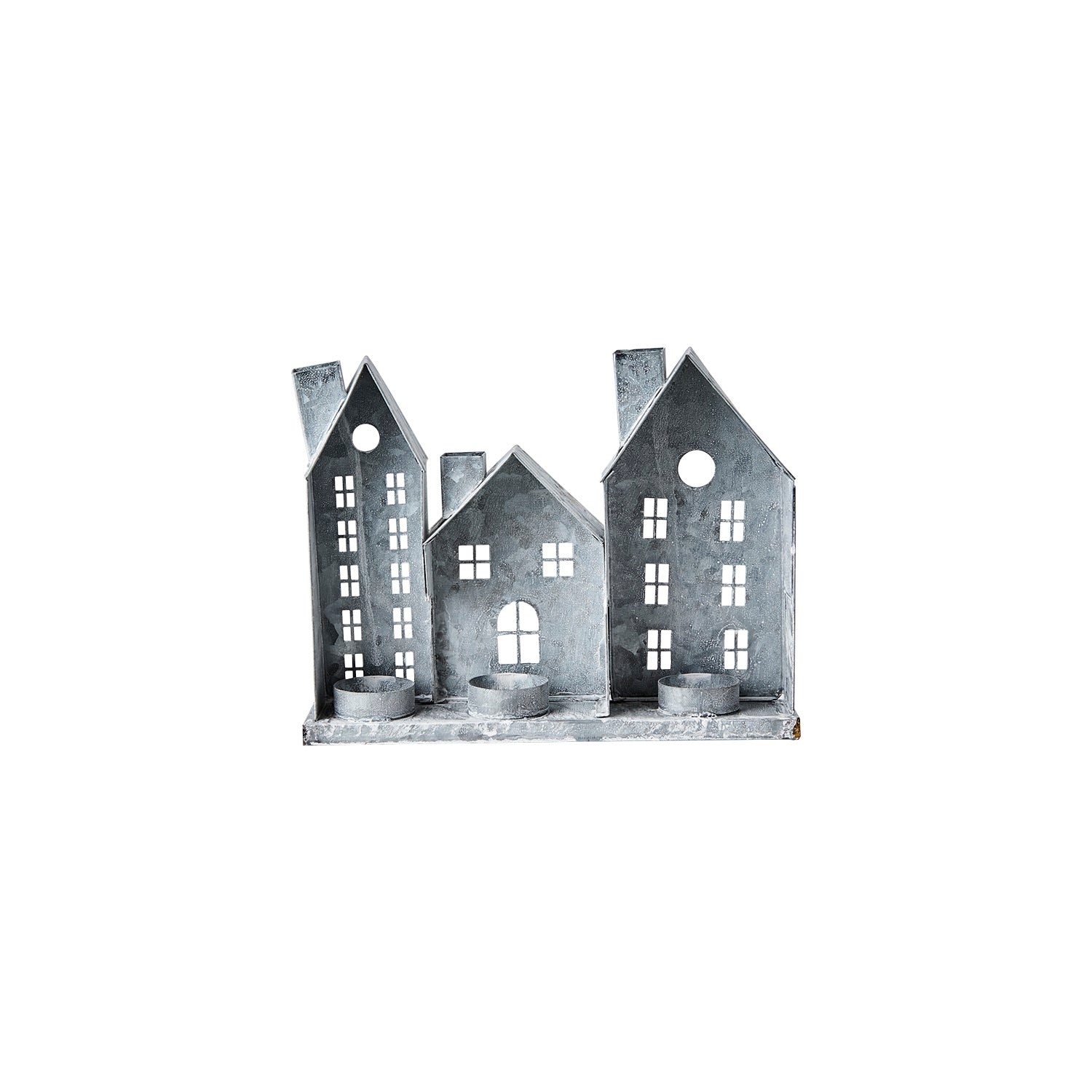 Lyshus Telys, Grå Metall - 26cm