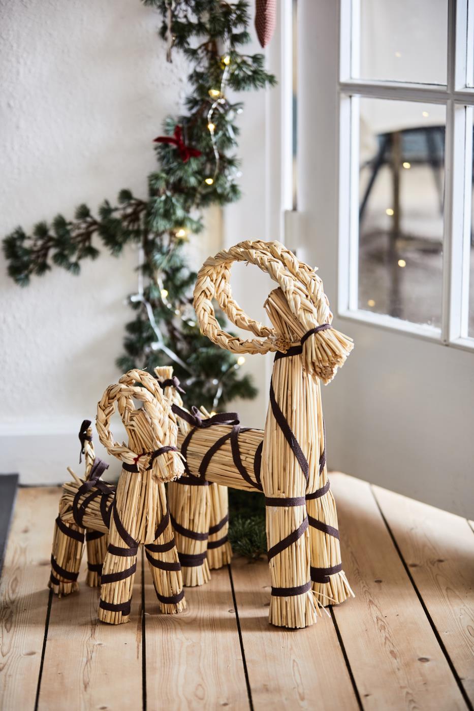 stor julebukk julepynt bukk brunt bånd ib laursen 55102-14