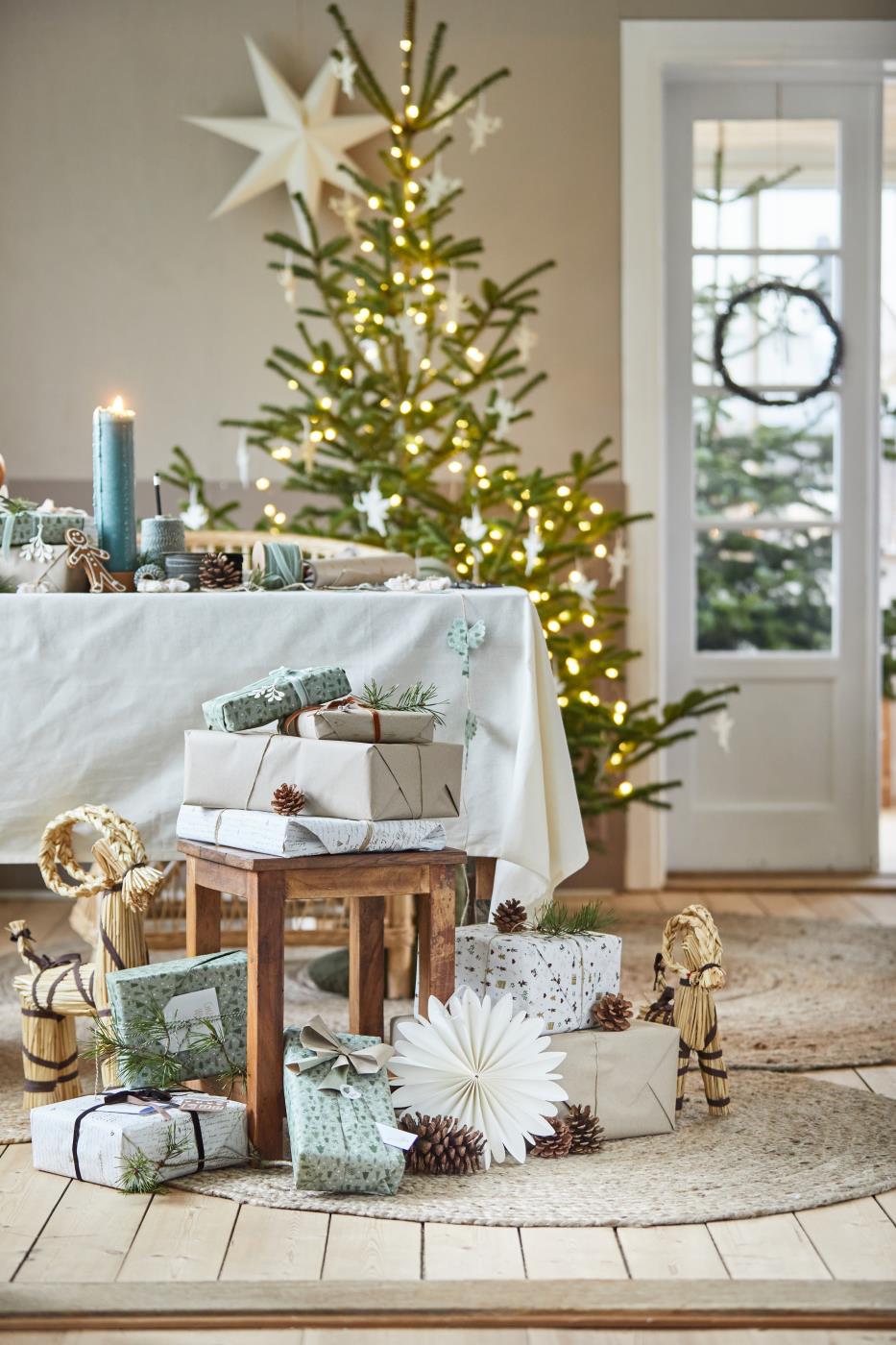 Julebukk Halm m/Brunt Bånd - 43cm