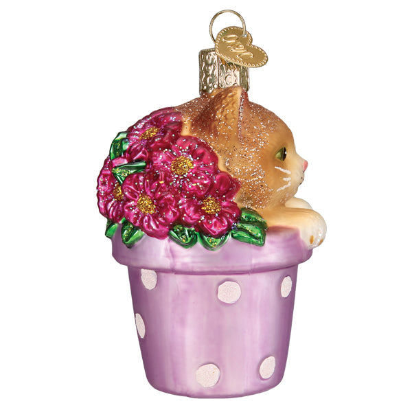 glassornament katt i potte