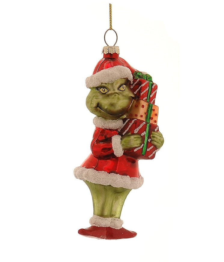 julekule av grinchen laget i glass