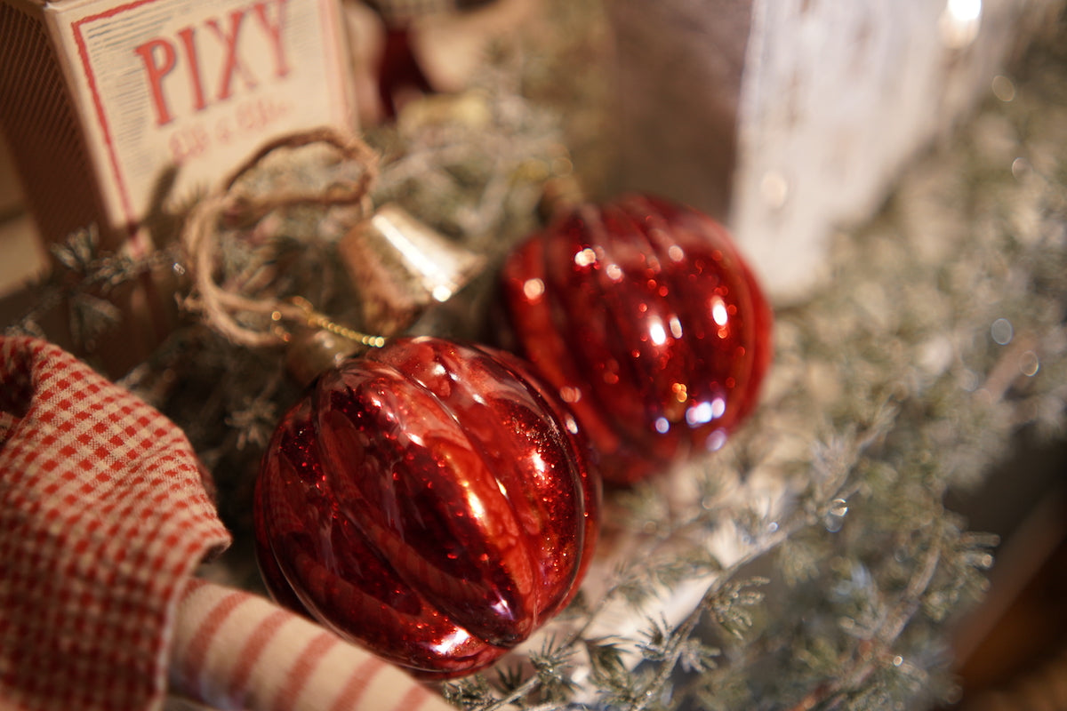 Julekule Rød, Glass 8cm - 4pk
