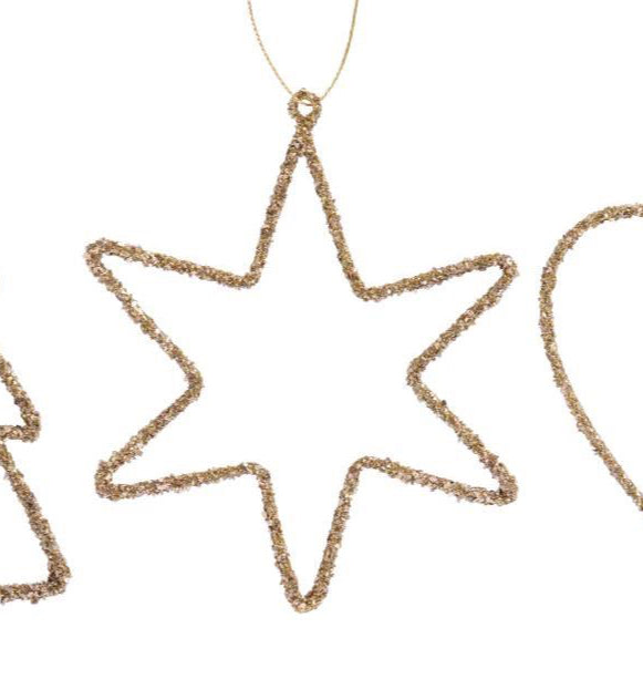 Hengende Julepynt, Glitter - 11cm
