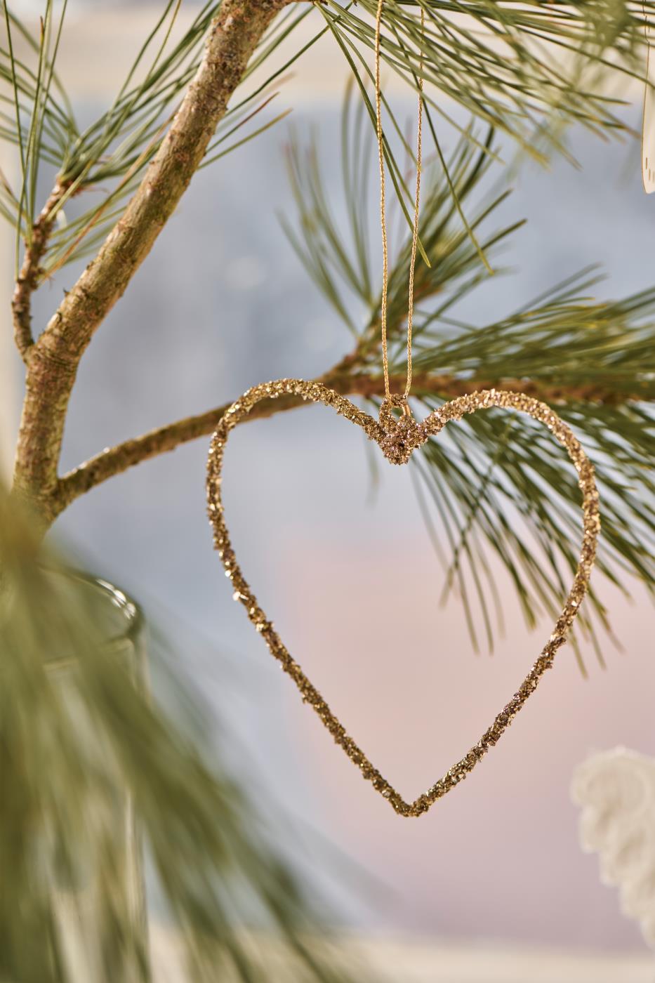 Hengende Julepynt, Glitter - 11cm