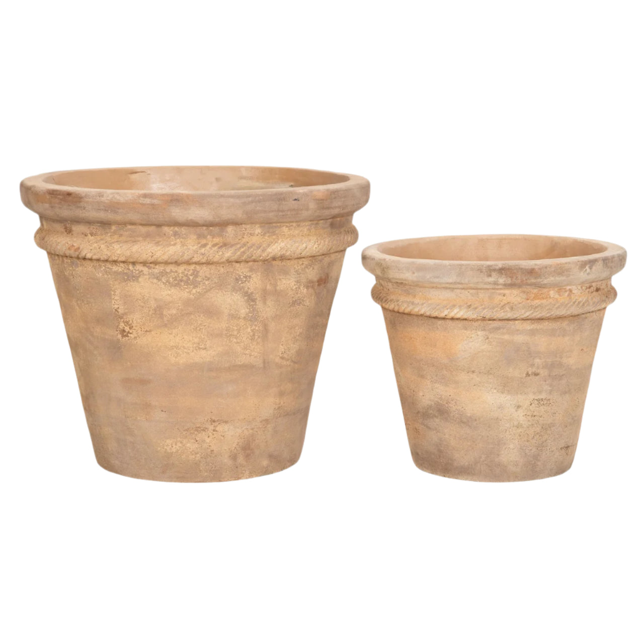 klassisk stor krukke av terrakotta med stor åpning