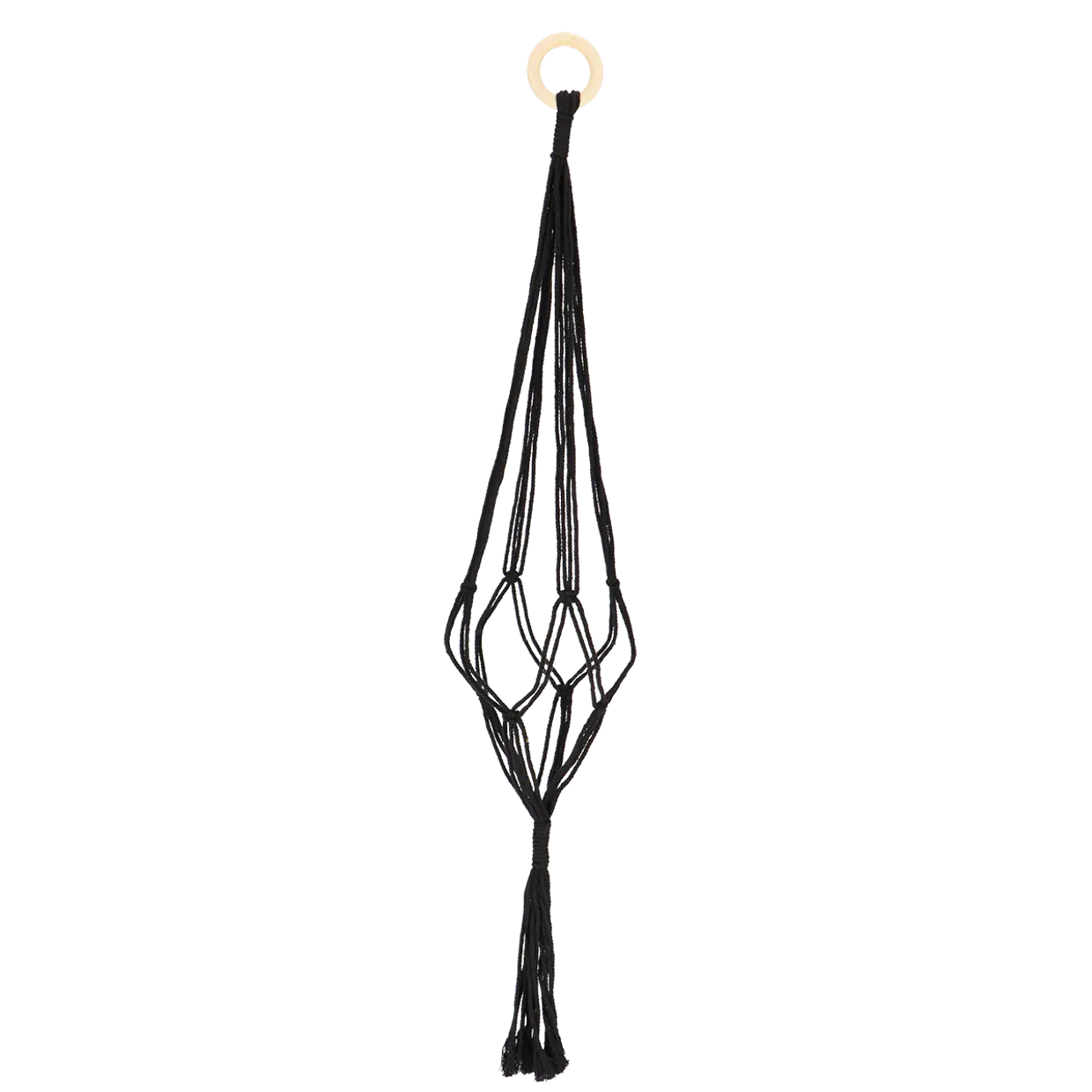 svart makrame oppheng til potter og planter