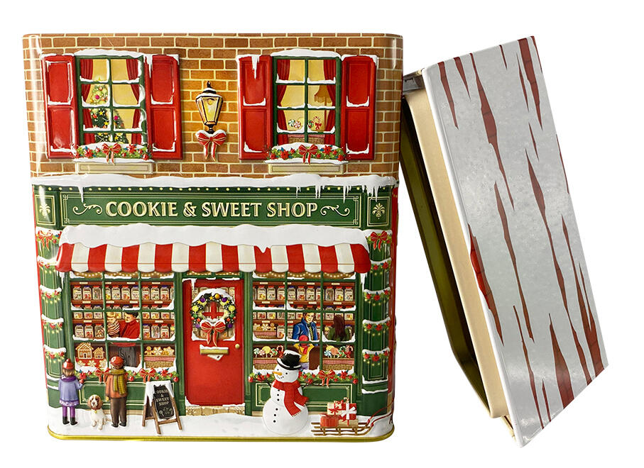 metallboks kakeboks hus juledekor julepynt