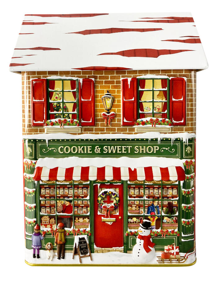 metallboks kakeboks hus juledekor julepynt