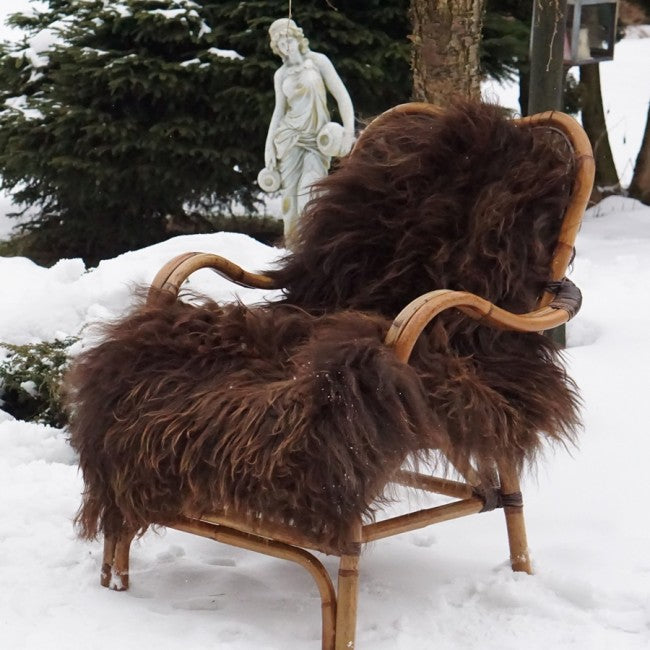Naturlig Brunt Saueskinn, Langhåret - 120-130cm
