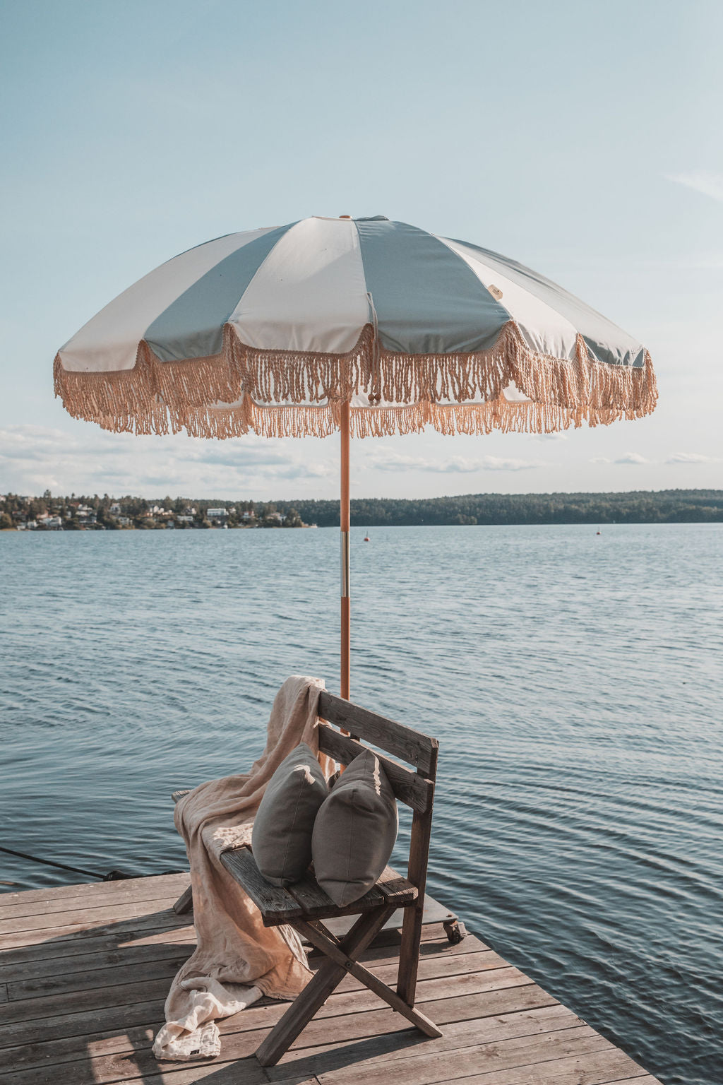 parasoll retro blå striper MONCHIQE Portimao Stripe Sky Blue