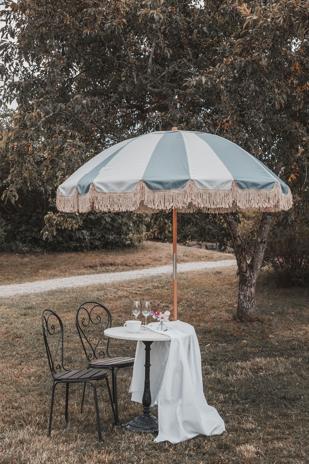 parasoll retro blå striper MONCHIQE Portimao Stripe Sky Blue