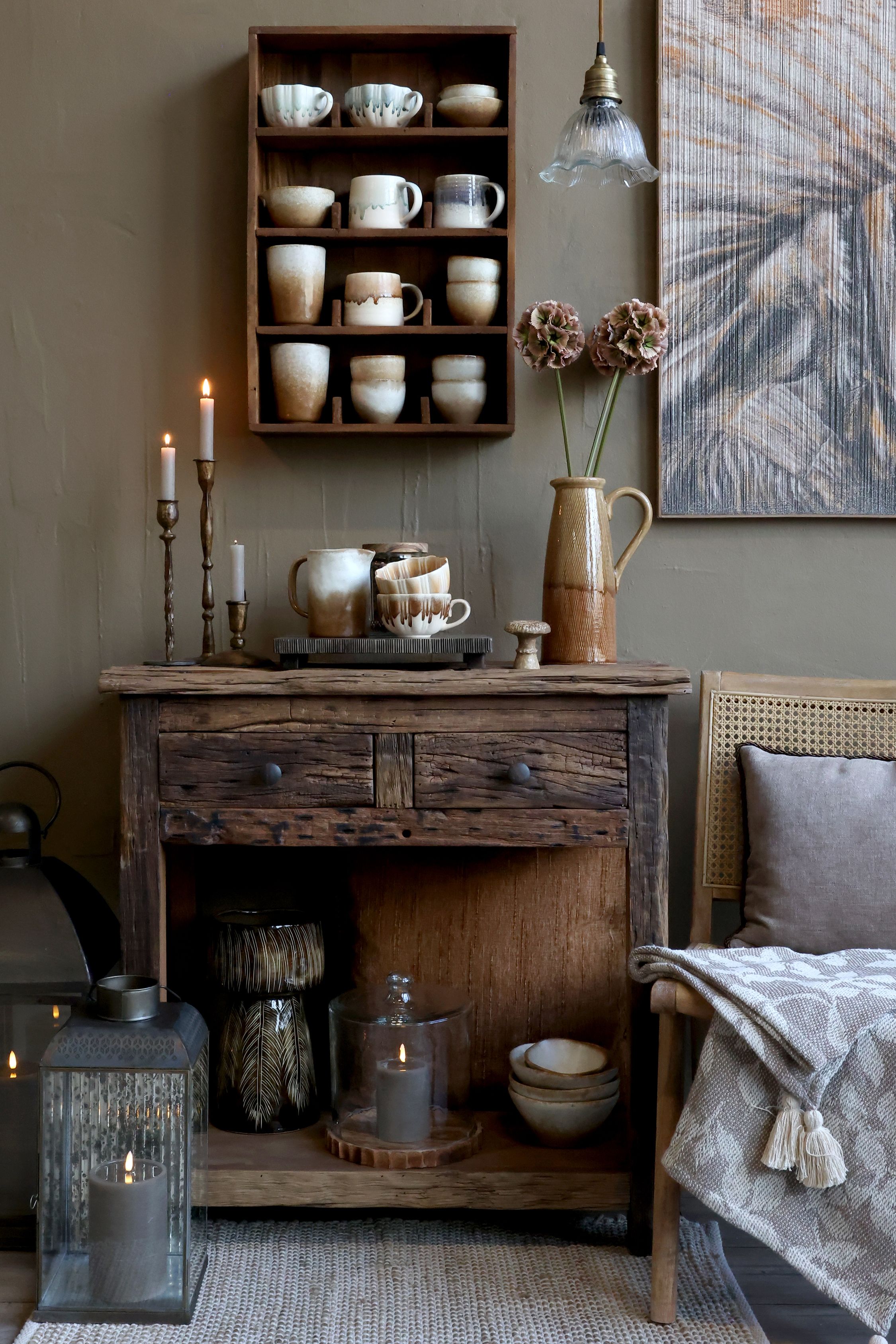 rustikk konsollbord med to skuffer - fra chic antique