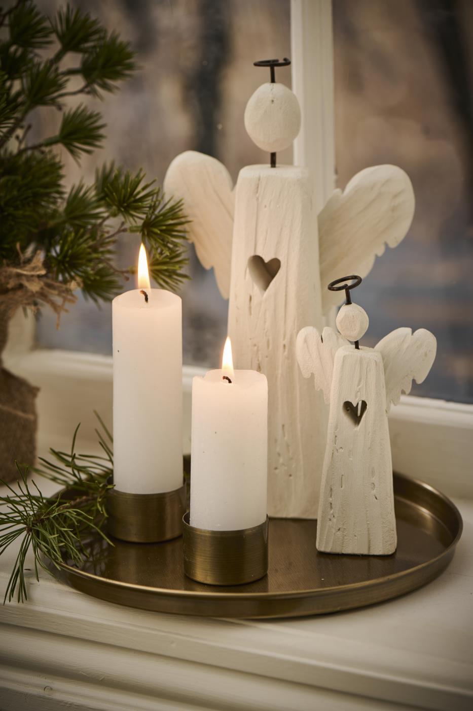 rustikk liten engel hvit julepynt juledekorasjon