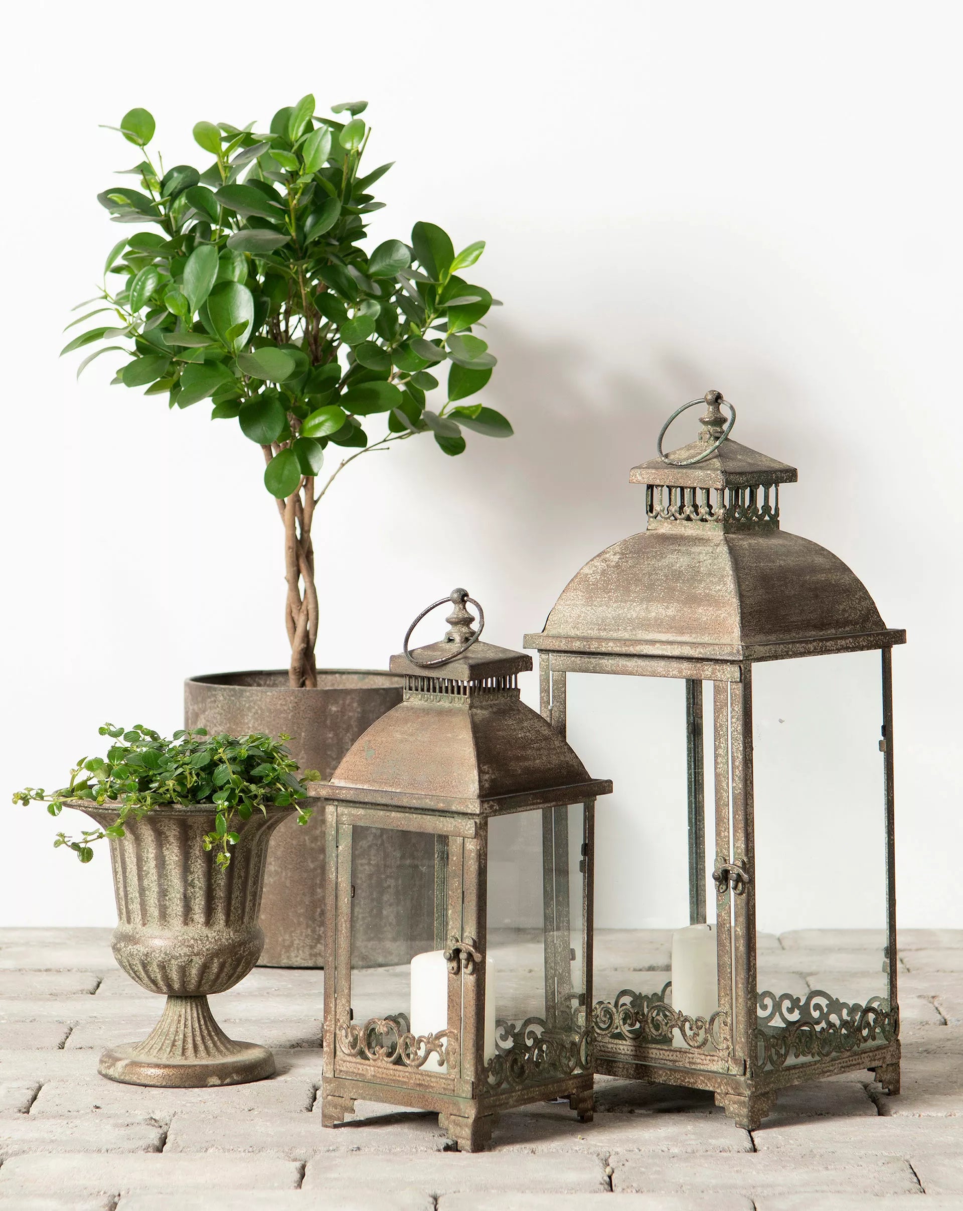 Rustikk Lykt Antikk Grønn - 2stk