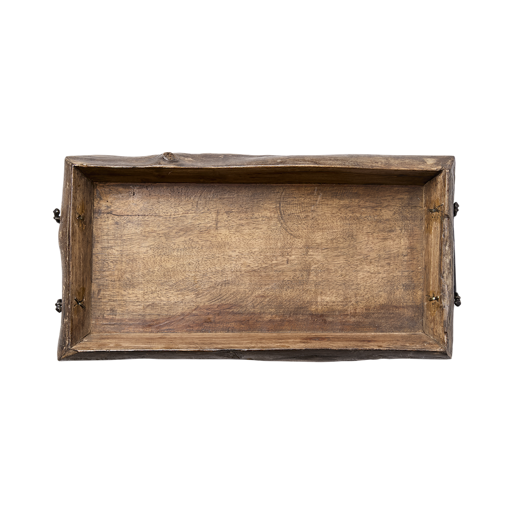 rustikk trekasse med håndtak - laget i resirkulert treverk