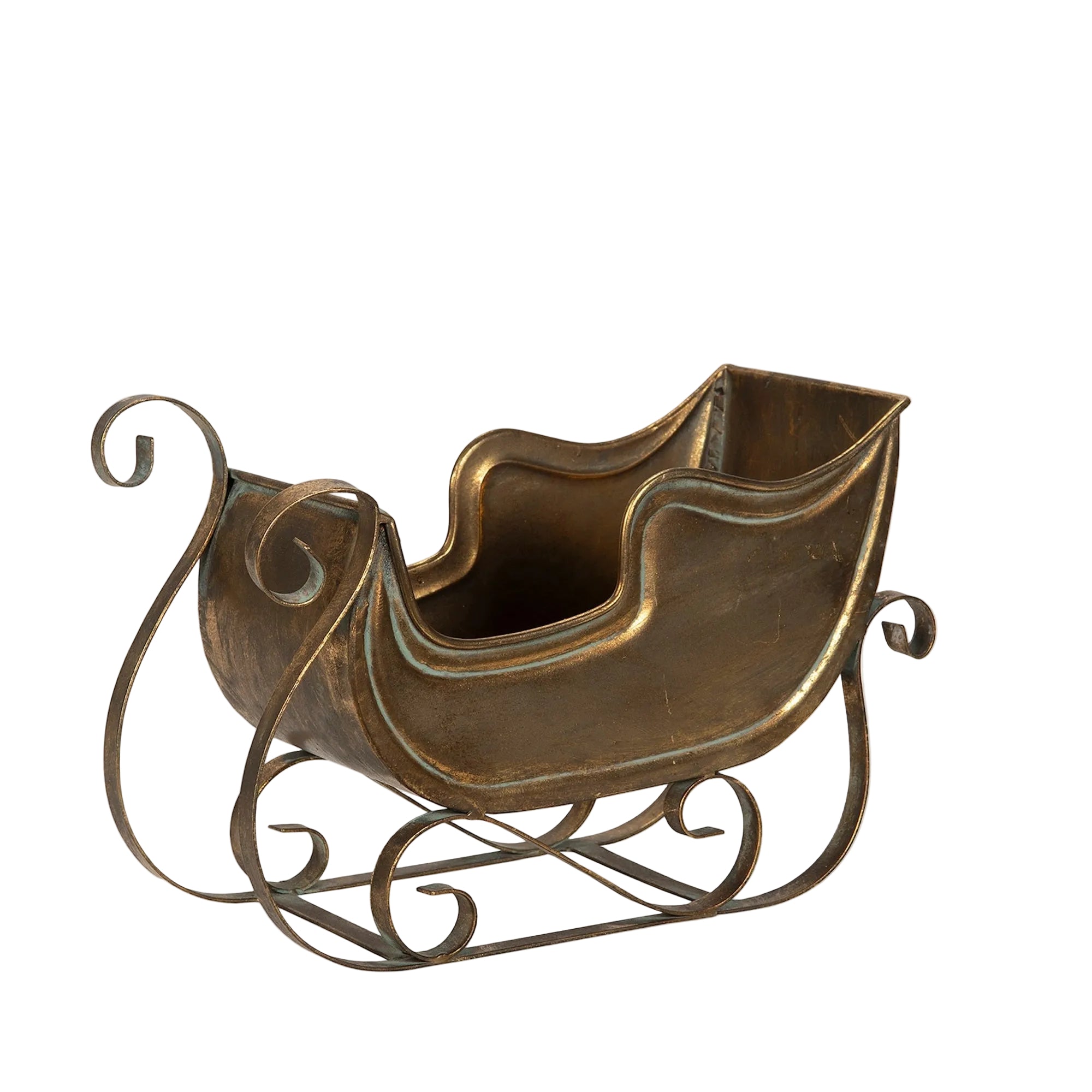 slede til juledekor - antikk messing finish