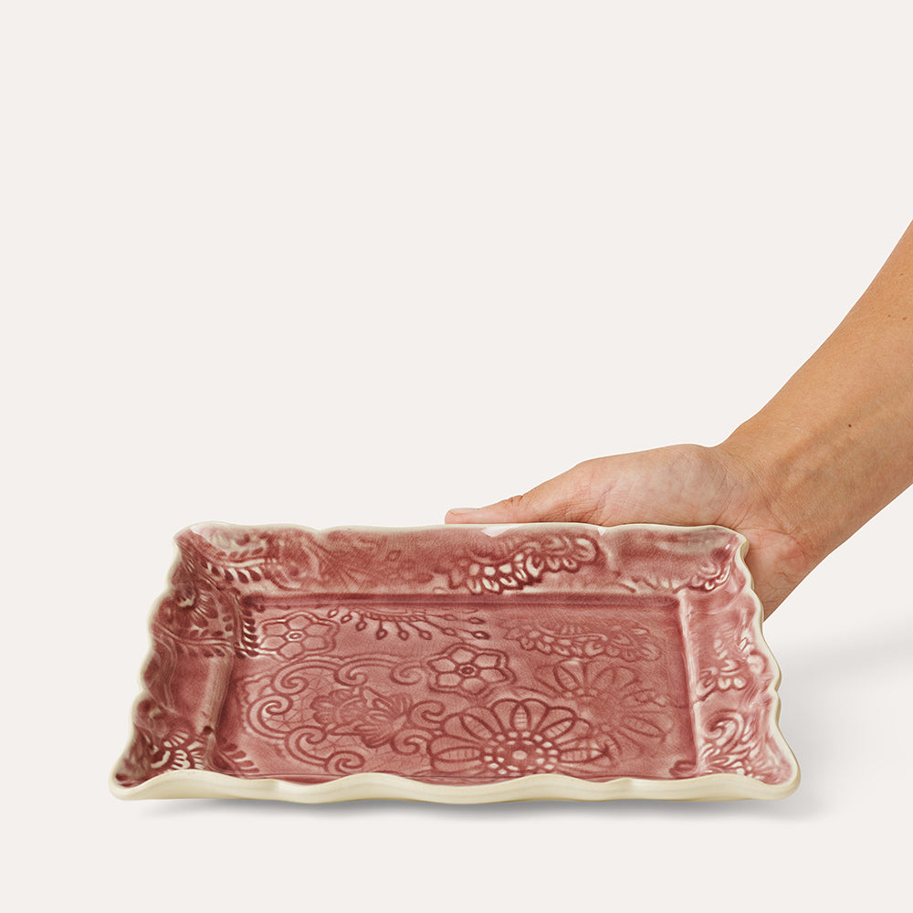 sthåal appertizer plate tallerken old rose rosa firkantet liten ajett 110119