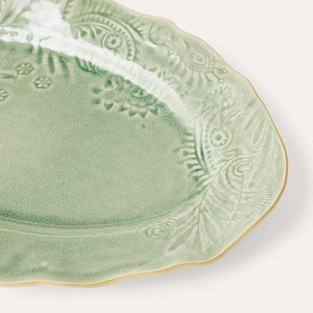 sthål serveringsfat antikk grønn antique arabesque 112209