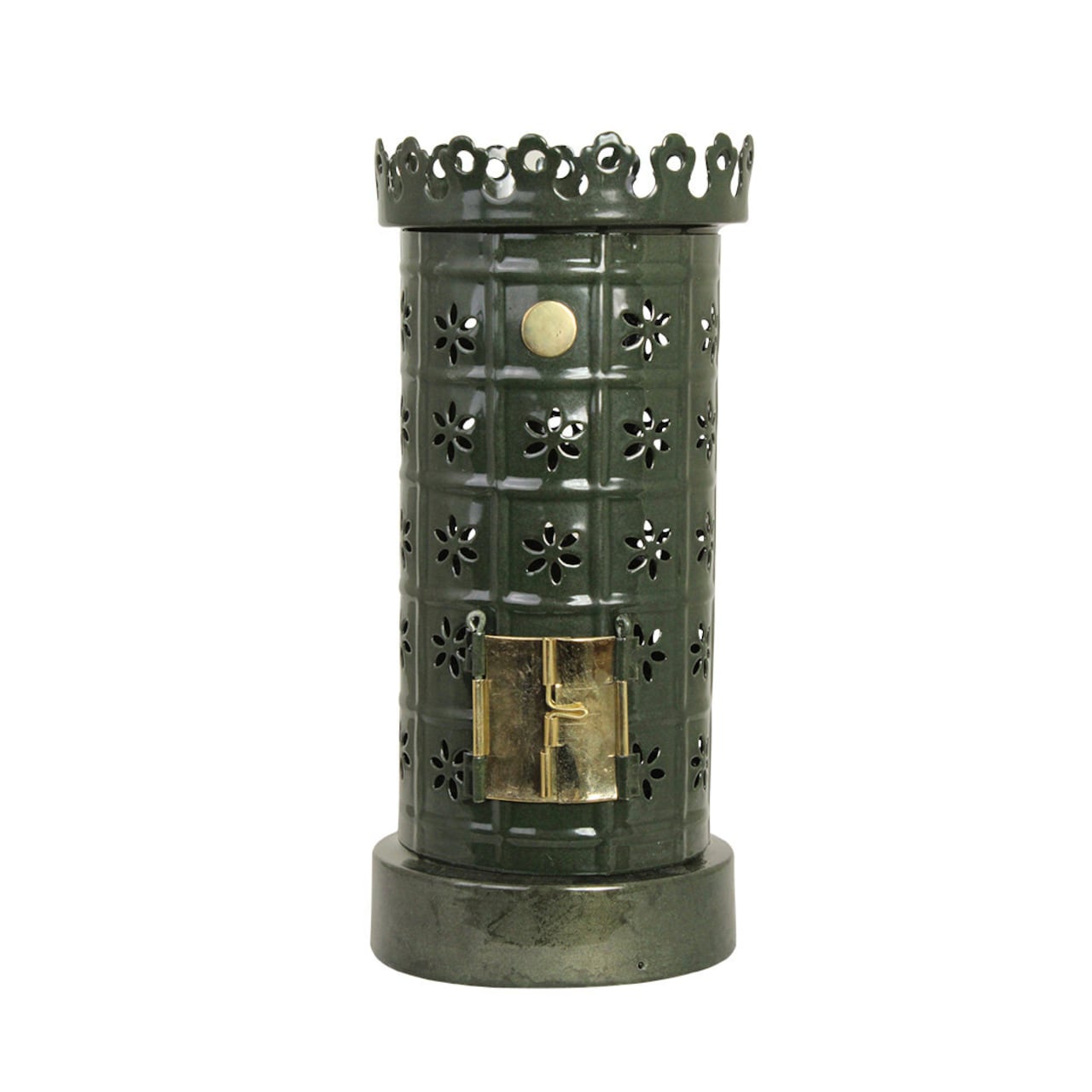 telysholder i form av en grønn kakkelovn - strömshaga