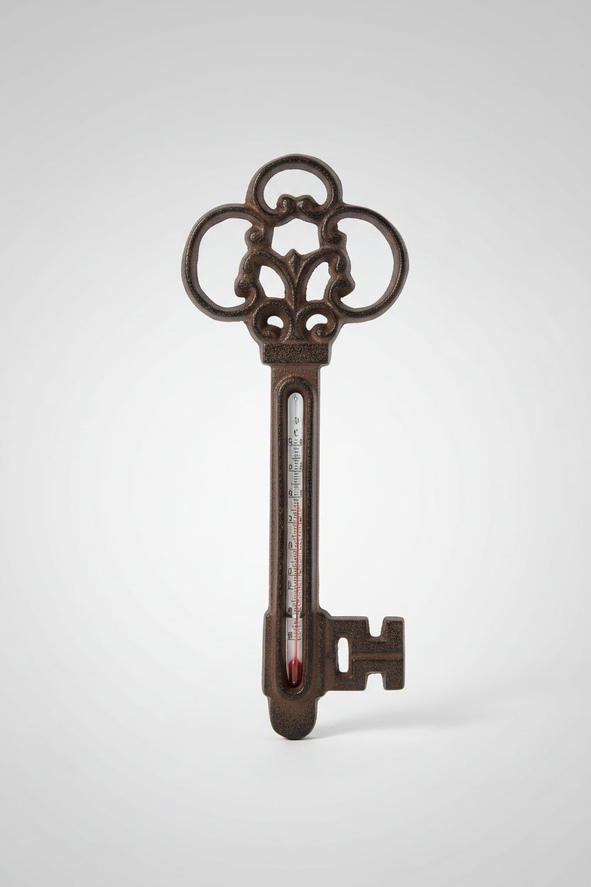 dekorativ termometer støpejern nøkkel form