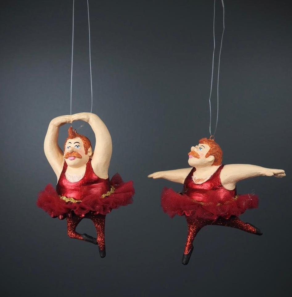 ballerina mann mannlig julepynt rød tjukk filipiniana