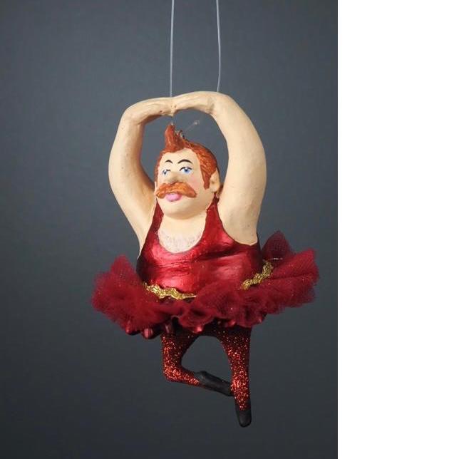 ballerina mann mannlig julepynt rød tjukk filipiniana