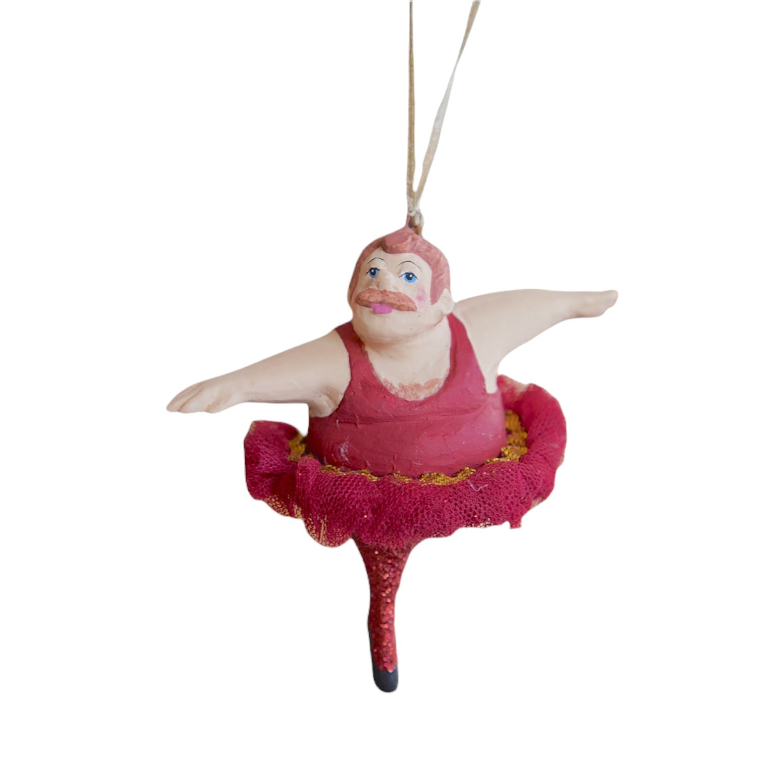 ballerina mann rød julepynt julekule tjukk overvektig