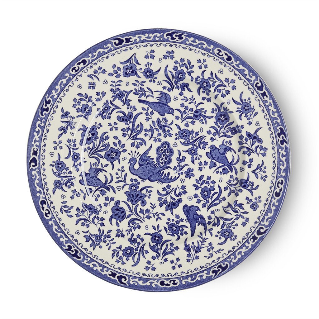 burleigh middagstallerken tallerken påfugl blue regal peacock plate engelsk porselen pottery