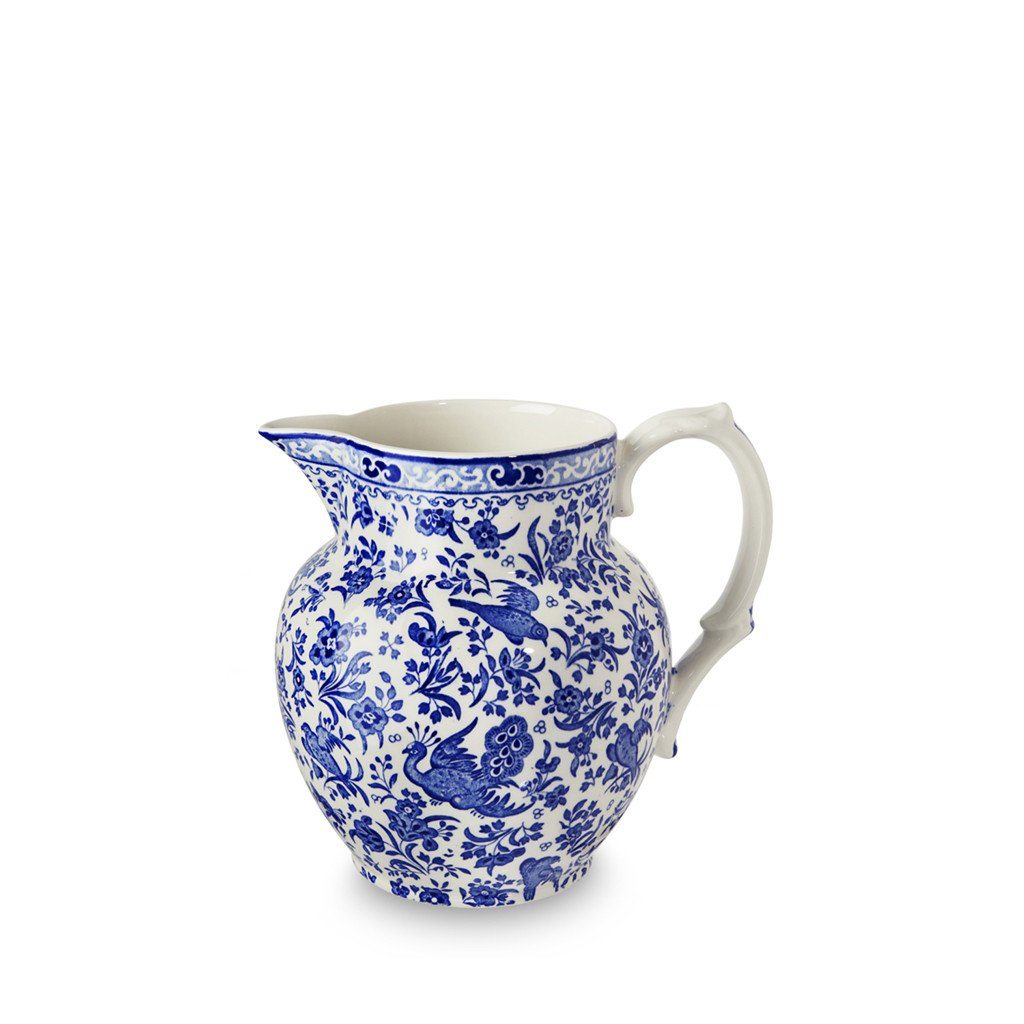 burleigh mugge kanne etruscan blue regal peacock engelsk pottery påfugl