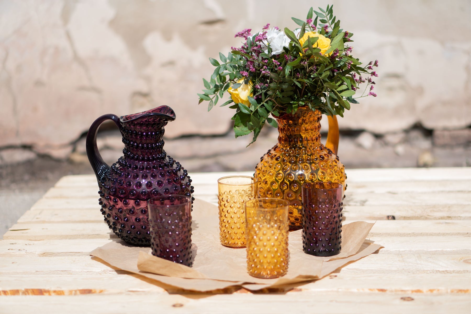 drikkeglass glass amber hobnail tumbler klimchi krystall