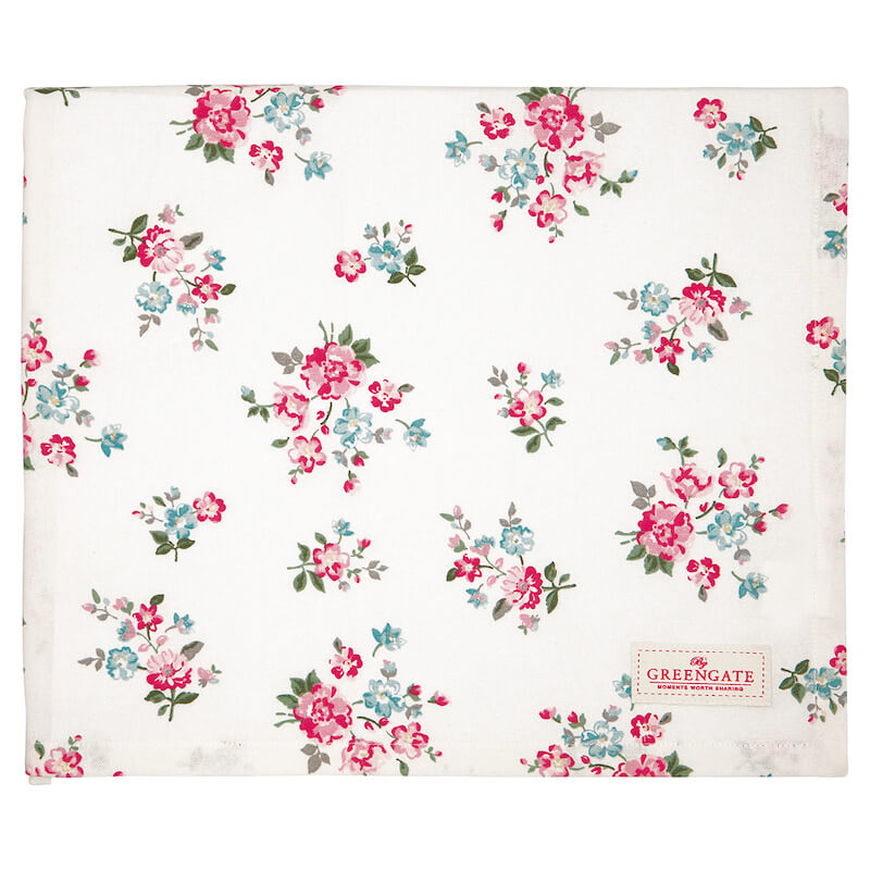 greengate duk Sonia white blomster COTTAB150SOI0102