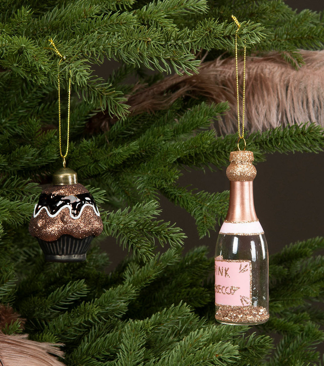julekule glass prosecco hengende mini liten pynt dekorasjon alot 24398