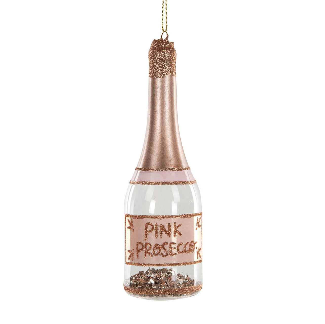 julekule glass prosecco hengende mini liten pynt dekorasjon alot 24398