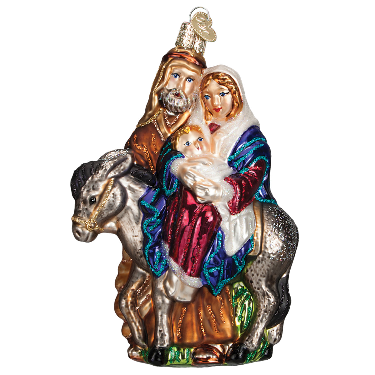 julekule ornament josef maria jesubarnet esel old world christmas glass