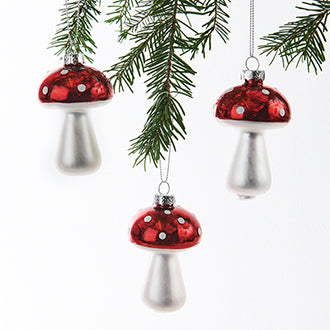 Ornament Sopp, Glass - 3pk