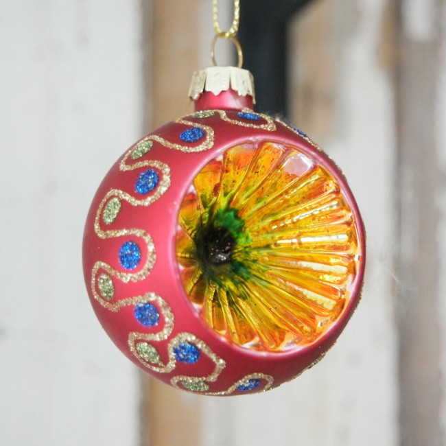 julekule vintage gammeldags glass rosa nettbutikk