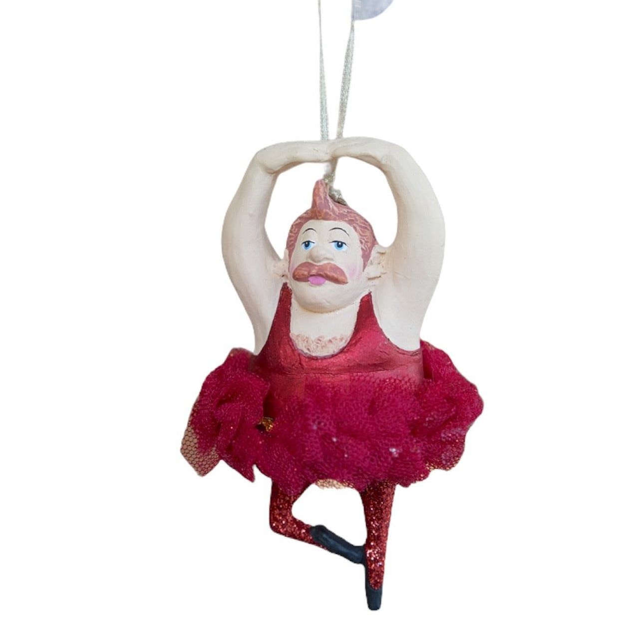 julepynt ballerina mann kjole rød juletre