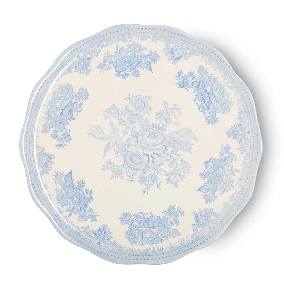 kakefat blue asiatic pheasants cake plate burleigh